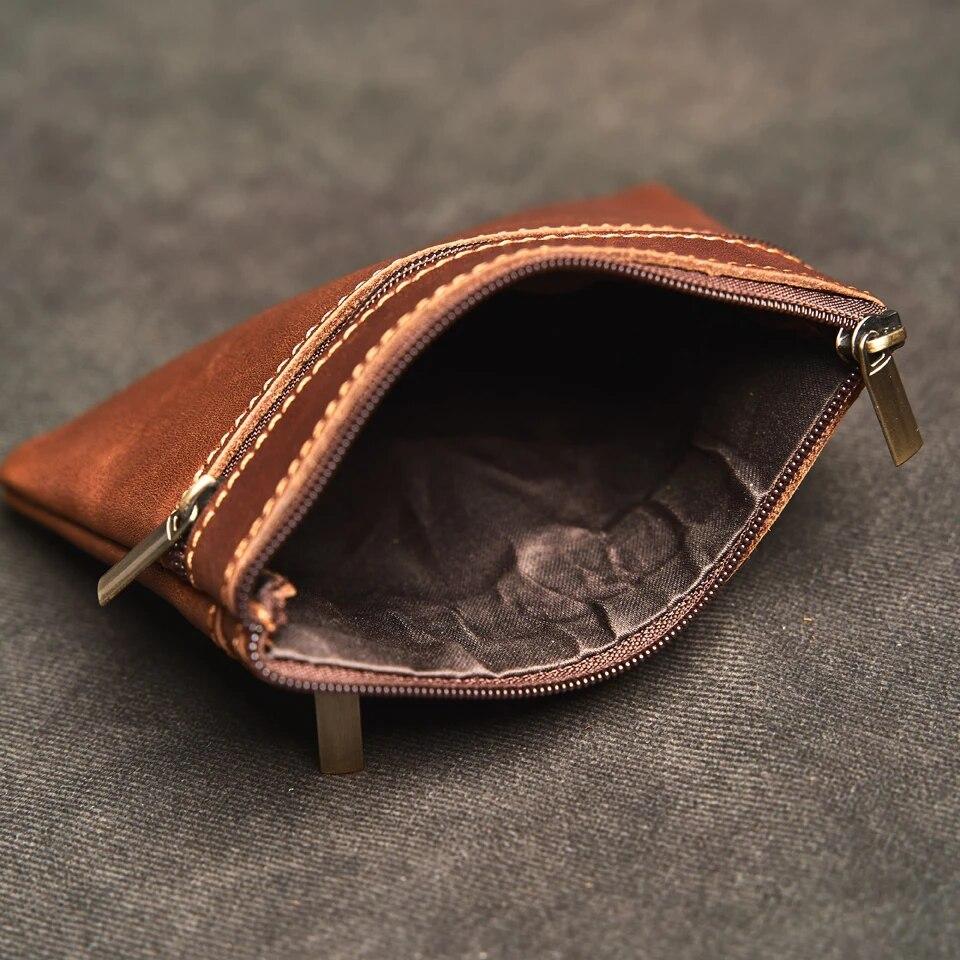 Кожаный кошелек для монет для мужчин и женщин, мини-кошелек из воловьей кожи на молнии, маленькая карманная сумка для денег, женские кошельки, мужской держатель для карт V