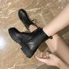 Fashion Combat Lace-up Women's Ankle Boots Booties with Laces Short Shoes for Woman Elegant Medium Heels Black Footwear Punk Style Boot