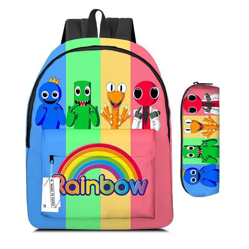 Школьный рюкзак Rainbow Friends для начальной школы, двухсекционный, детский мультяшный рюкзак Rainbow Friends, пенал