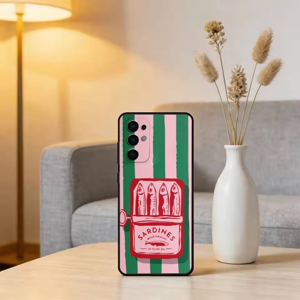S-Sardines F-Fish Art Phone Case For Samsung S25,S24,S21,S22,S23,S30,Ultra,S20,Plus,Fe,Lite,Note,10,Black Cover