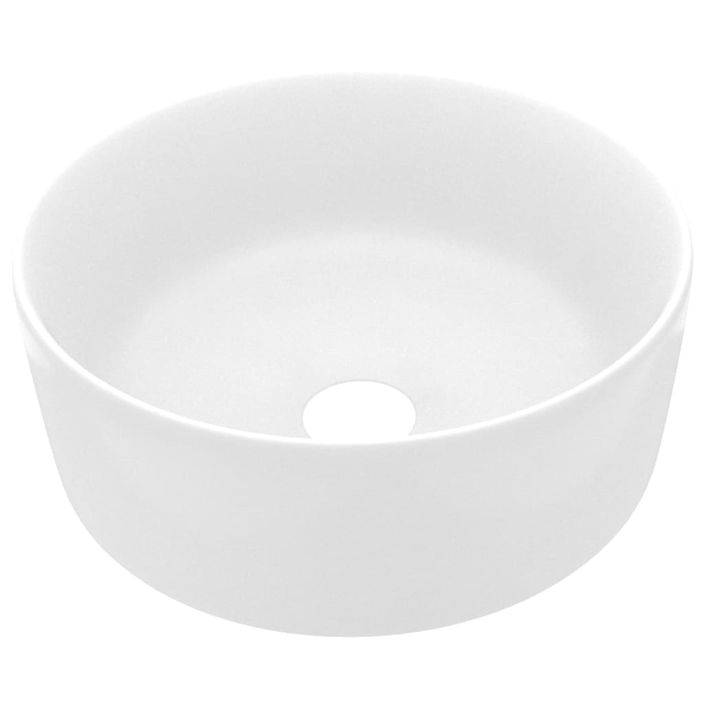 Luxurious Round Matte White Wash Basin 40 x 15 cm Ceramic