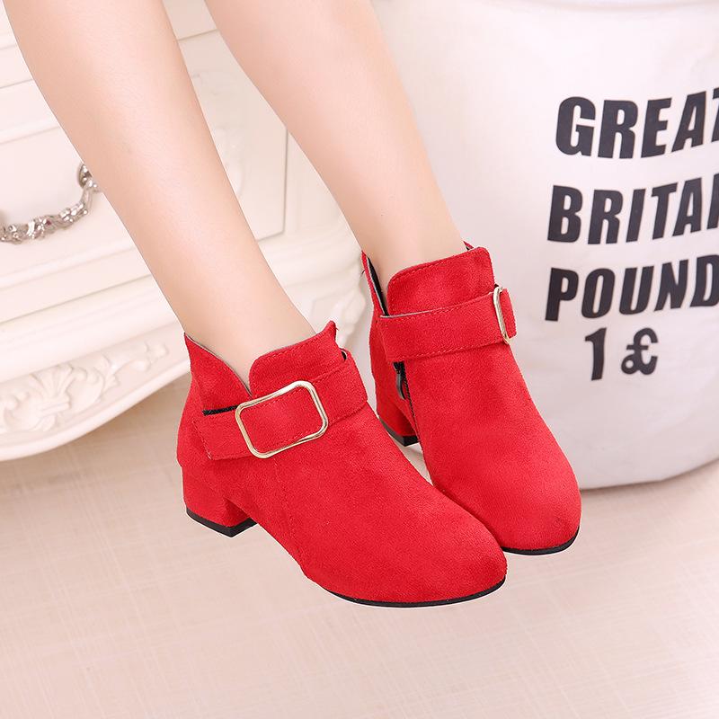 Girls and Ankle Boots Autumn and Winter New Children's Cotton Boots Girls High Heel Princess Shoes Medium and Older Children's Parent-child Boots