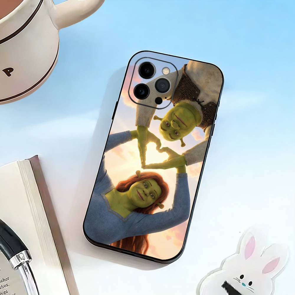 Милый S-Шрек Чехол для телефона для iPhone 17, 16, 15, 14, 13, 12, 11 Plus, Pro Max, Другие Мягкий черный чехол