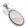 Rose Quartz Gemstone 925 Sterling Silver Jewelry Pendant 1.97"