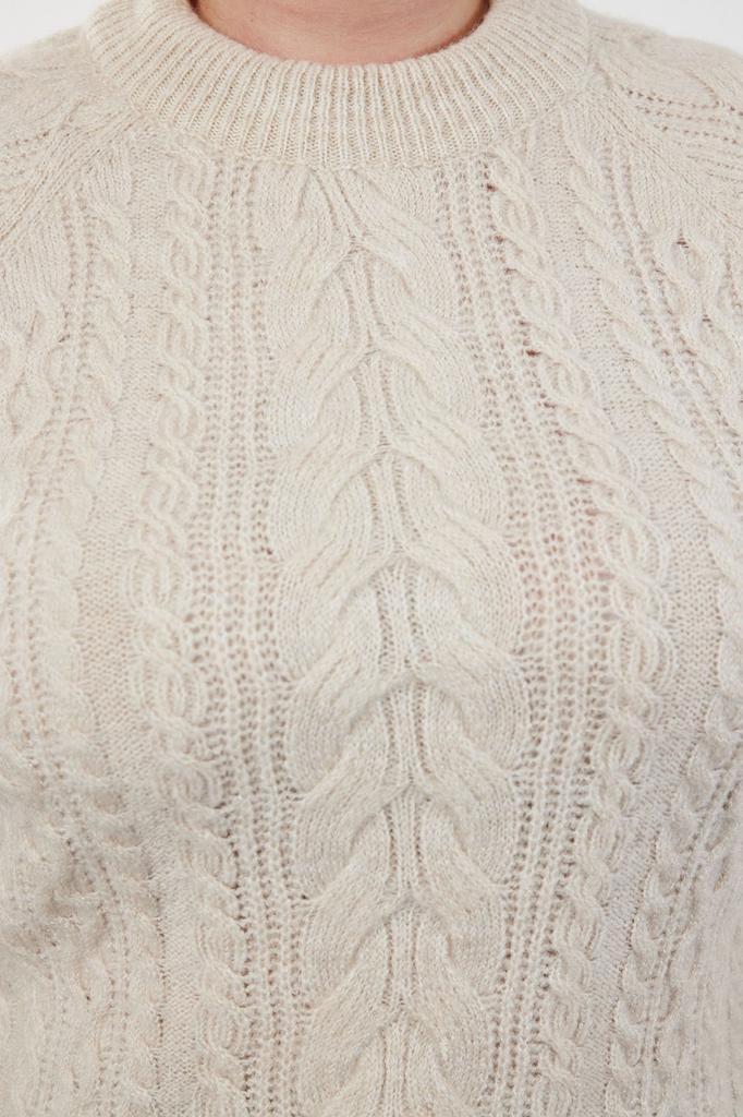 Women's Fashionable Stylish Plus Size Sweater Stone Hair Braided Soft Textured Knitwear Sweater