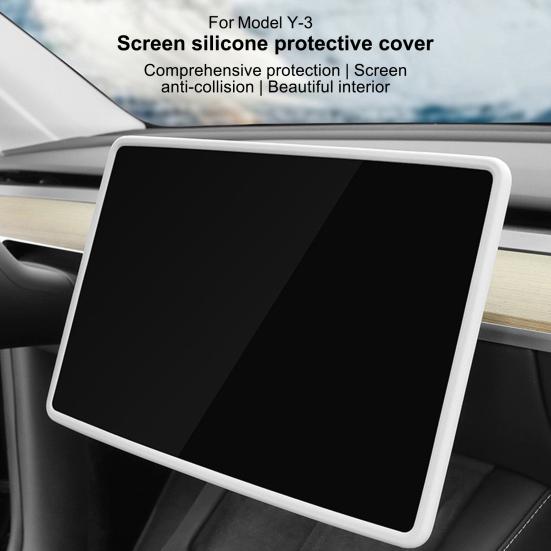 Car Navigation Screen Silicone Frame for Tesla Model 3/Y Perfect Fit Center Console Display Screen Protector Cover Car Interior Accessories