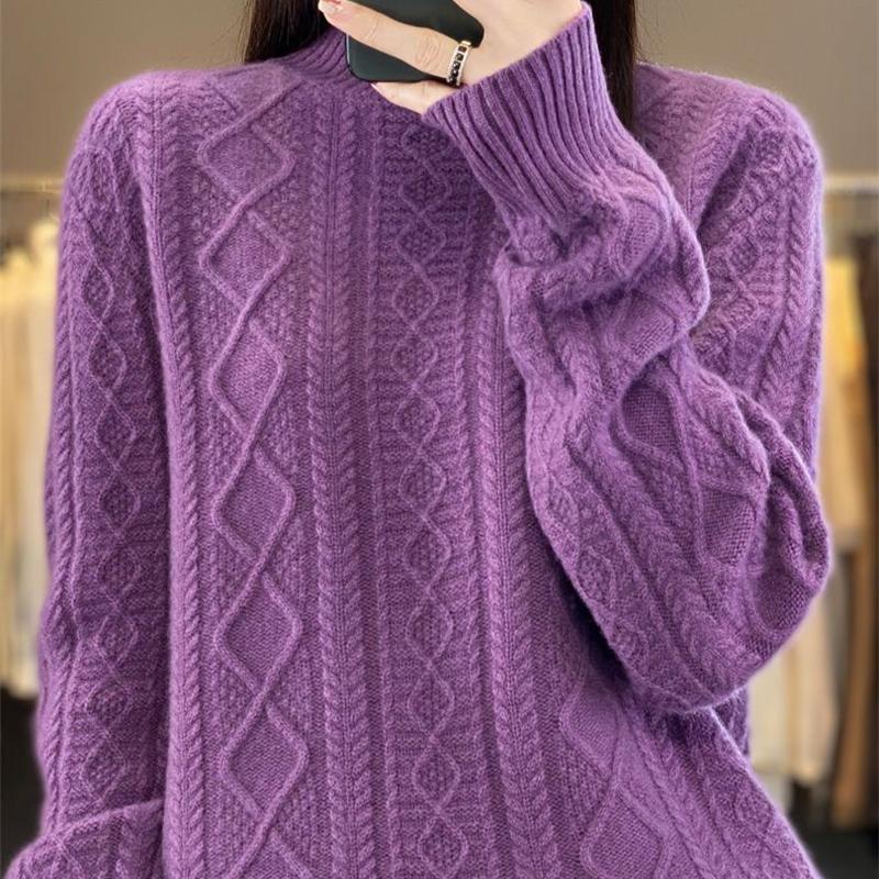 Women Jumper Autumn Winter Sweater Thick Merino Wool Turtleneck Casual Cashmere Knitwaer Pullover Korean Fashion Tops