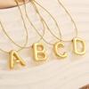 Stainless Steel Gold Color Chunky Alphabet Balloon Bubble Initial Letter Pendant Necklace for Women Charm Necklace Jewelry Gift