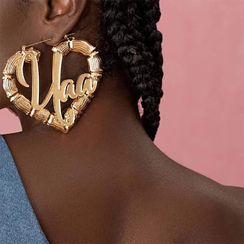 THE BLING KING Custom Letters Earring Heart Stainless Earrings For Women Large Hoop Acrylic Earrings Trendy Accessories Jewelry