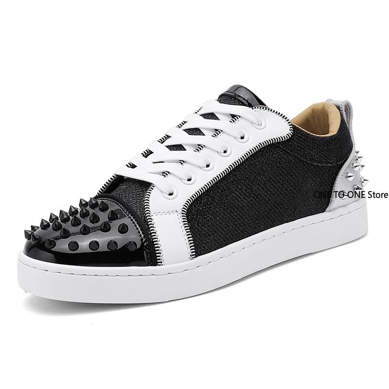 Sneakers Casual Men Designer Rivet Punk Board Shoes Fashion Leather Canvas Breathable Height Increased Flat Platform White Shoes