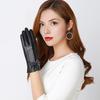 Women Faux Leather Gloves Fleece Lined Touch Screen Gloves Warm Winter Gloves with Bows for Driving Commuting Dating