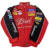 Черно-красная блочная куртка Budweiser Bud Racing Винтажная NASCAR Свободный крой Воротник-стойка На молнии