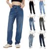 Women's Solid Color Thin Casual High Waist Loose Jeans Pants