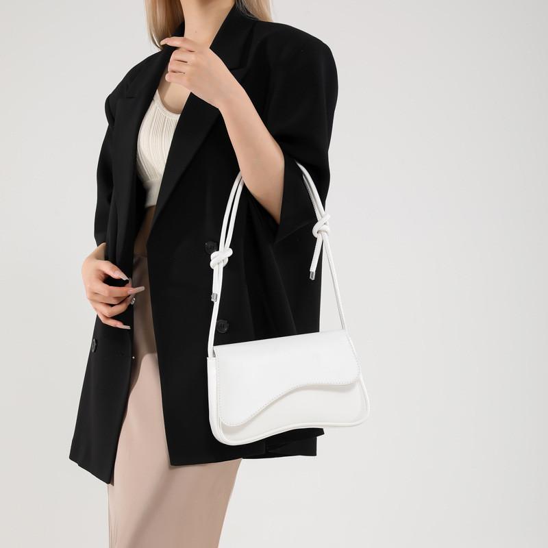 Fashionable Women's Underarm Bag Stylish Small Shoulder Crossbody Bag In Black White Brown Khaki And Fuchsia