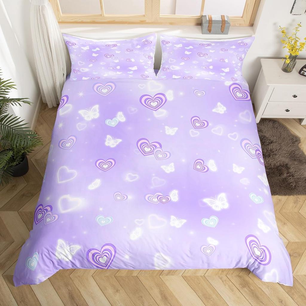 Love Comforter Set Queen King Full Size Heart Shaped Bedding Sets Full for Teen Girls Women Men Boys 3 Piece with 2 Pillow Shams