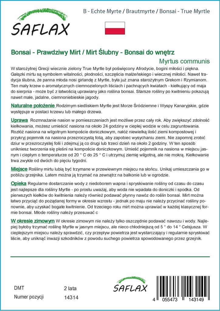 SAFLAX Garden in the Bag - Бонсай - Мирт настоящий - 30 семян - С субстратом в подходящем пакете - Myrtus communis