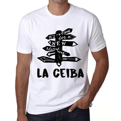 Мужская винтажная футболка Футболка с рисунком Time for New Advantures La Ceiba White