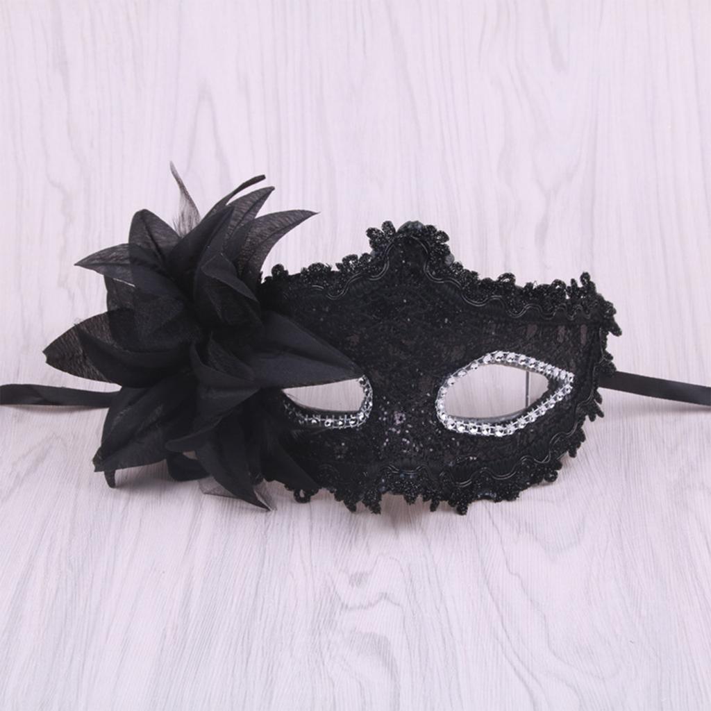 Feather Rhinestones Masquerade Mask Lace Flower Half Face Sexy Feather Flower For Couple Masquerade Ball Party Game