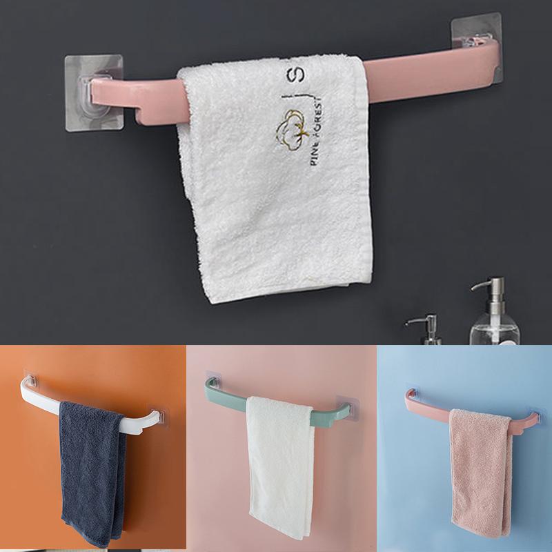 Self-adhesive Towel Rack Wall Mounted Home Supplies Bathroom Commodity Shelf Plastic Hanging Hanger