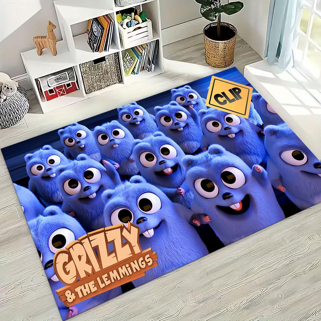 Забавный ковер-ковер из мультфильма «Гризли и лемминги» для спальни, гостиной, дивана, придверный коврик, декор, большой детский игровой нескользящий коврик для пола