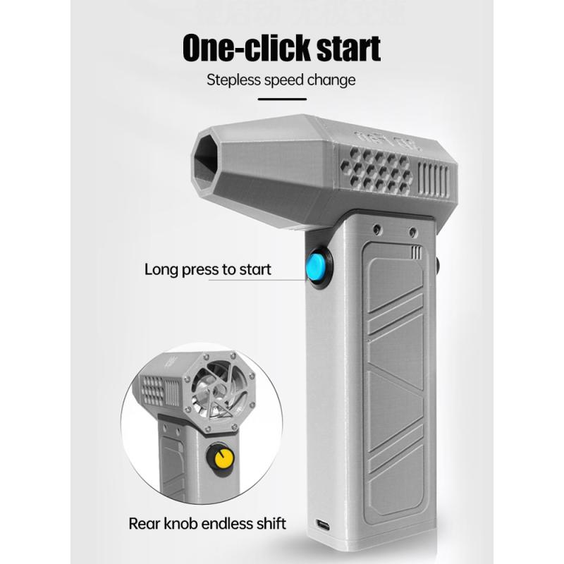 140000RPM Mini Turbo Jet Fan Brushless Motor Handheld Duct Fan 52M/S Portable Turbo Fan Type-C Charging with Power Display Compu