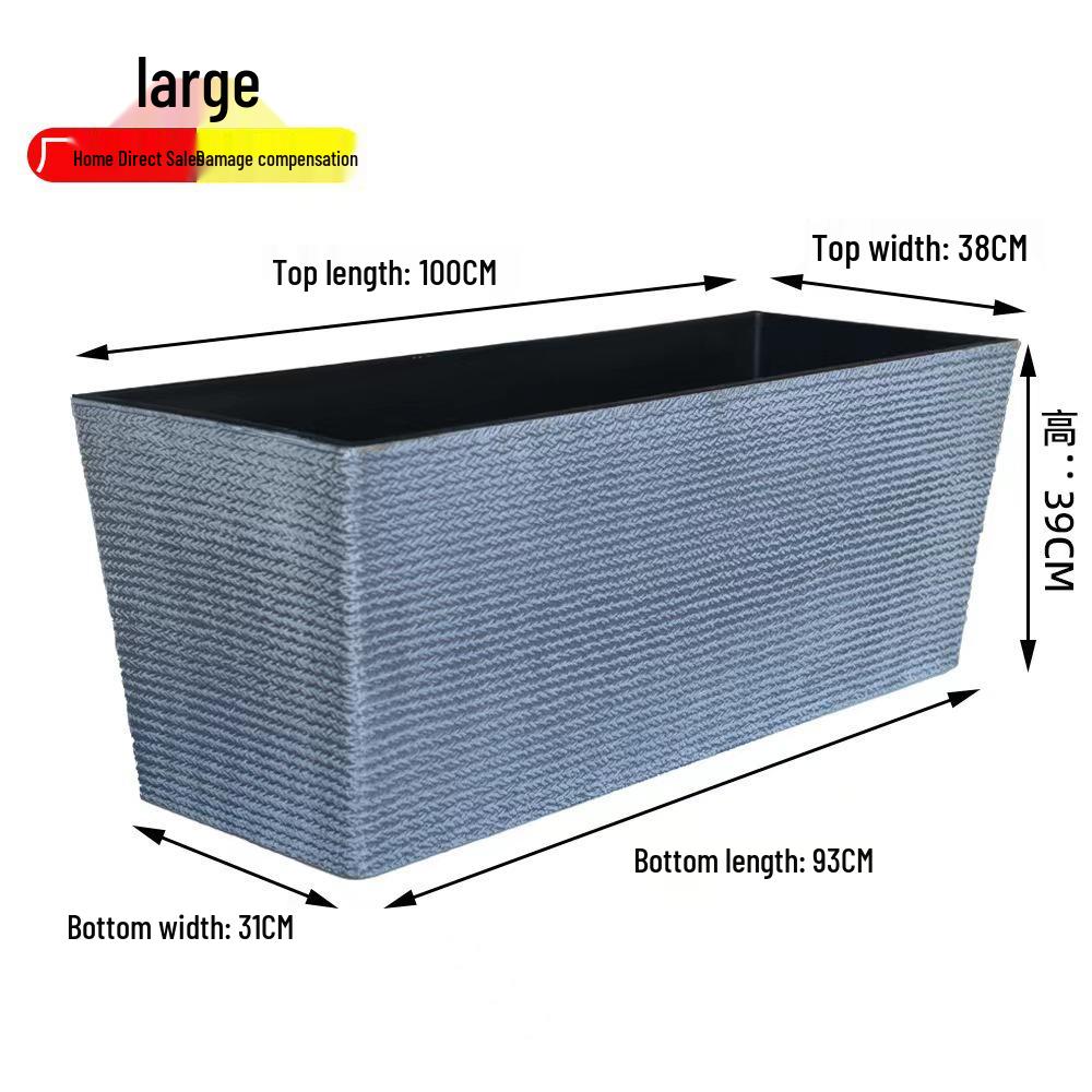 Большой прямоугольный пластиковый цветочный ящик в скандинавском стиле для уличного двора или балкона