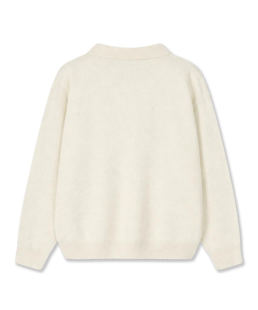 POLYGRAM Soft Wool Blend Collared Knit - Ivory