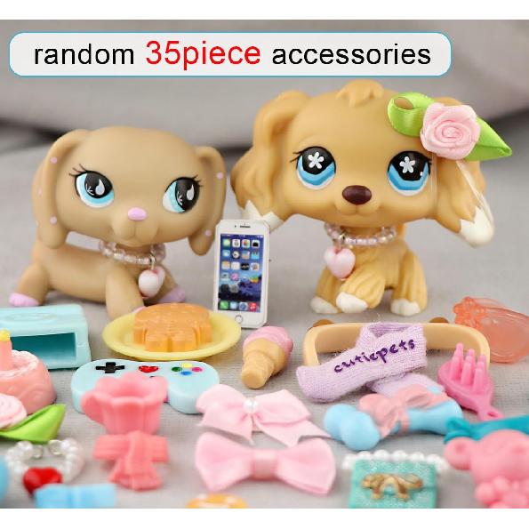 Случайный набор из 35 шт. Милые Аксессуары для питомцев lps, Кружки-снежинки Шляпа Юбка Мороженое Куртка Одежда Банты Ошейники Торт Медведь Ожерелье для lps Кошки Колли
