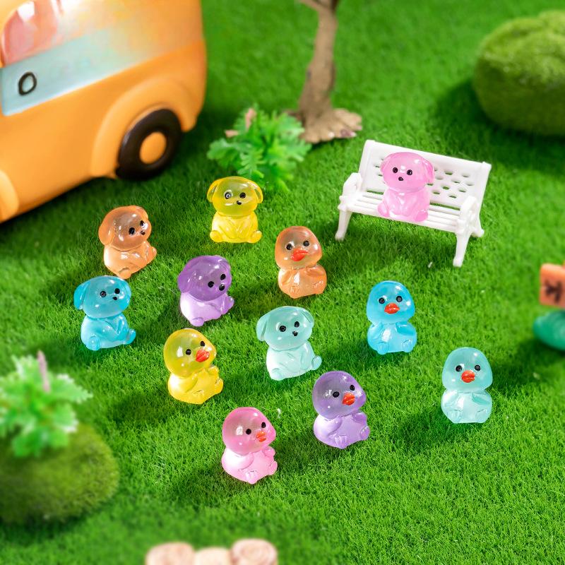 Micro-landscape Cute Glow-in-the-dark Dog Duckling Animal Decoration Diy Phone Case Refrigerator Sticker Accessories Desktop Decoration