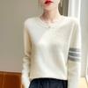 Korean Version of Autumn and Winter Round Neck Sweater for Women Pullover Color-blocking Sweater Long Sleeve Loose Comfortable Warm Bottom Sweater