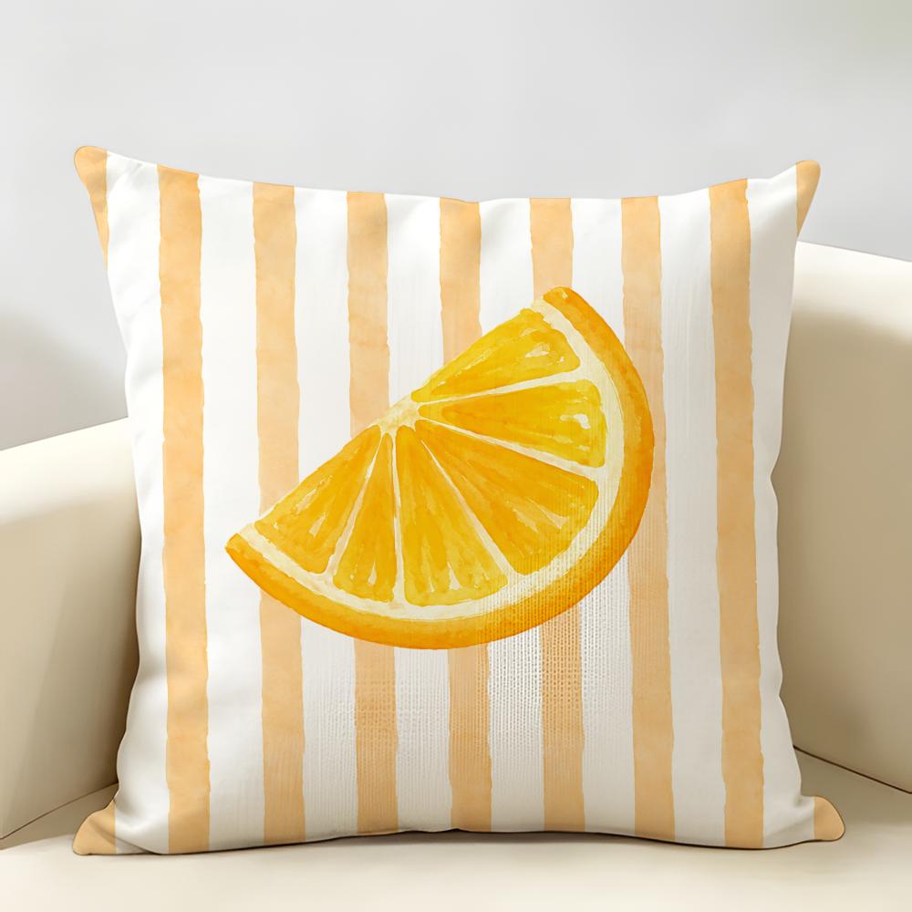 Simplicity Striped Lemons INS Cushion Cover Natural Linen Organic Fabric DoubleSided Printing Room Sofa Decor Pillow Case