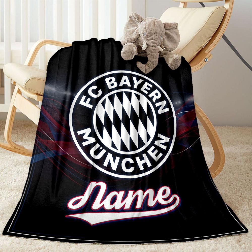Bayern Munich Soccer Match Customize Text Blanket Cozy Customizable Blanket Comfortable for Bed Seaside Couch Office Four Seasons Universal