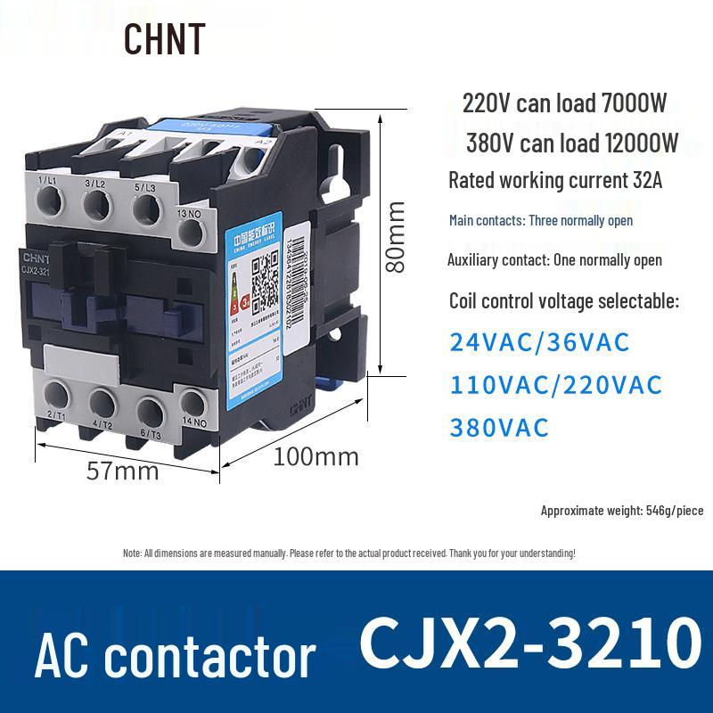 Контактор переменного тока Chint серии CJX2 65А, 220В/380В, диапазон 09-40А