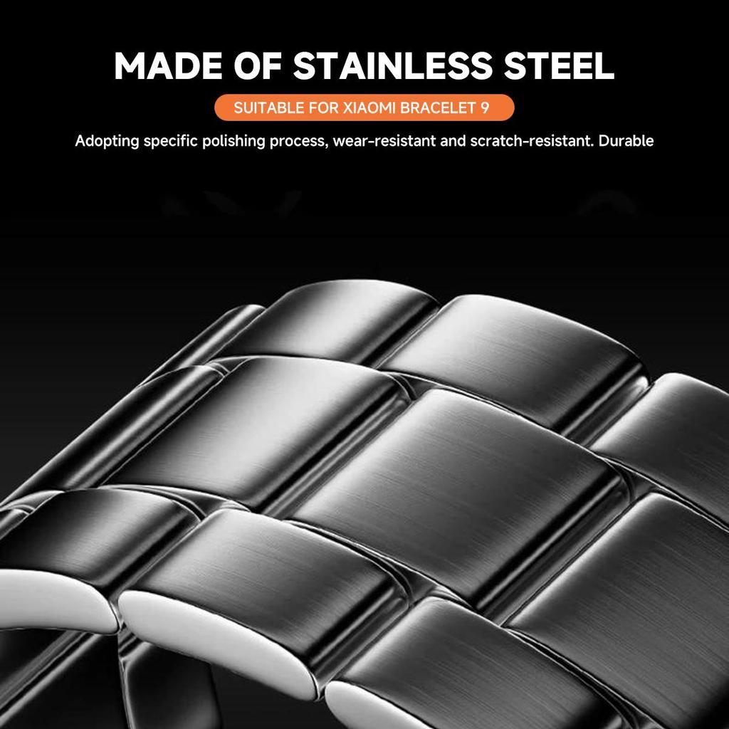 Металлический ремешок для Xiaomi Mi Band 9 10, браслет из нержавеющей стали, тонкий деловой ремешок для Xiaomi Band 8, спортивный браслет, аксессуары