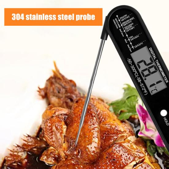 Food Thermometer Easy To Read Digital Meat Thermometer Waterproof Foldable Cooking Thermometer for Home Kitchen Adult Sex Wear