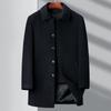 Middle-aged and Elderly Button Cashmere Coat Men's Medium-length Autumn and Winter Thickened Daddy Woolen Woolen Windbreaker Lapel Coat