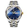 Watch Seiko Analog Copy Watch Men Glowing Date Day of the Week Waterproof Watch Easy To Read Dial Stainless Steel Level Adjustable Blue Men's Quartz