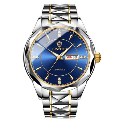 Часы Seiko Аналоговые часы-копии Мужские Светящиеся Дата День недели Водонепроницаемые часы Легко читаемый циферблат из нержавеющей стали Регулируемый уровень Синий Мужские кварцевые