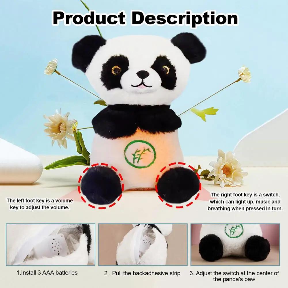 Breathing Soothing Panda,Panada Sound Machine with Lights and Music Sensory Plushies Panada Toy for Baby