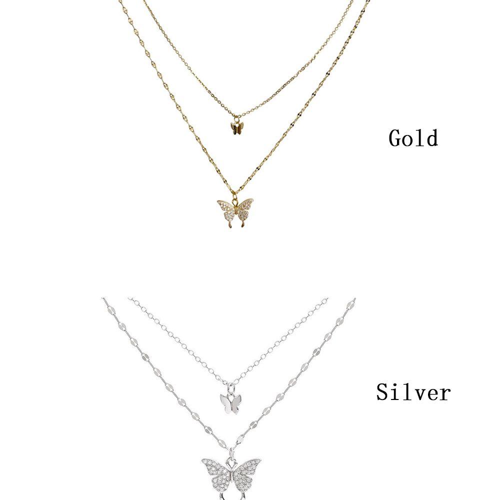 Чокер Подвеска Ювелирные изделия Аксессуары Дамский Подарок Двойной Слой Ключицы Цепи Блестящие Бабочки Ожерелье