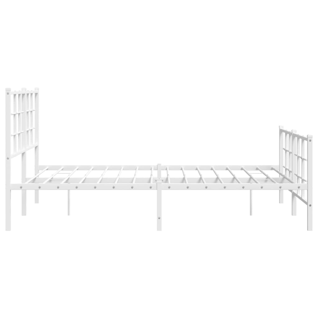Vidaxl Металлическая Рама Кровати С Изголовьем И Изножьем, Белая, 140X190 См