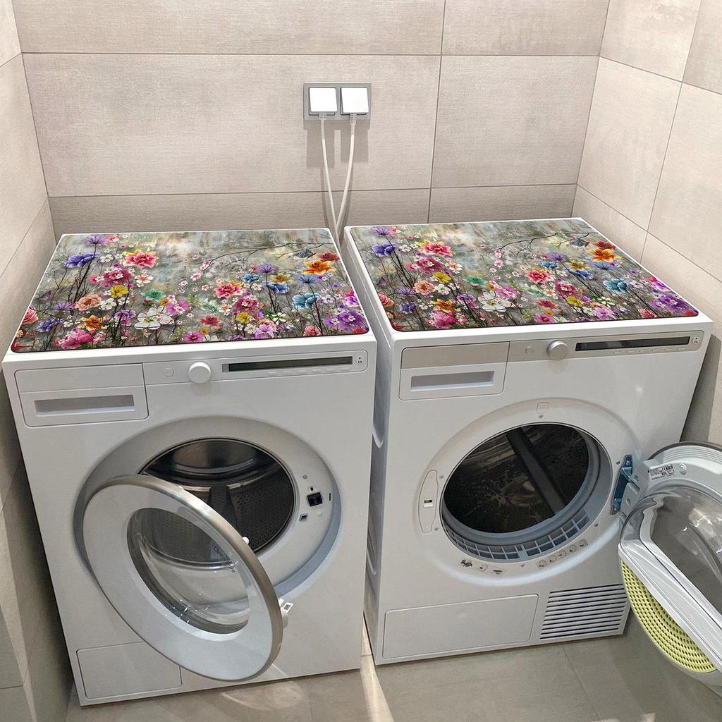 Красочный цветочный пылезащитный коврик для стиральной машины - Нескользящий, простой в уходе и солнцезащитный.