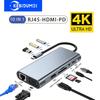 10-портовый USB C ХАБ Адаптер Type C к HDMI-совместимому 4K VGA RJ45 SD/TF Карте 3.5MM AUX 10-портовая Док-станция Сплиттер для ПК Ноутбука