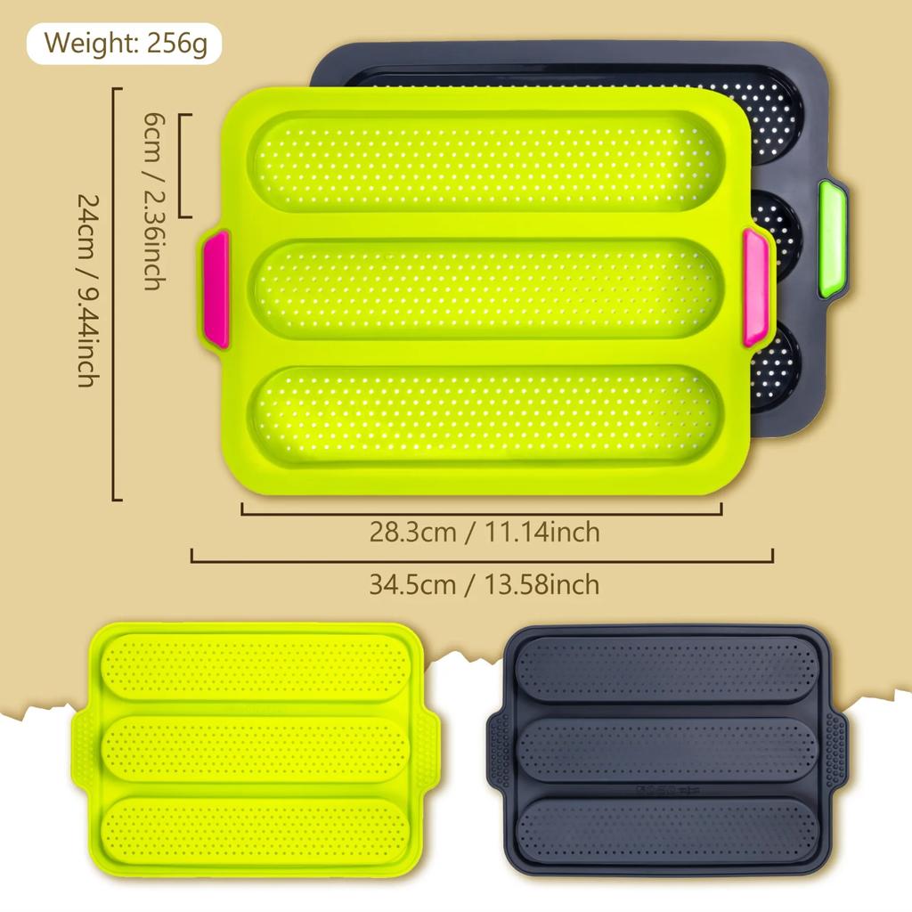 1 шт., 3 решетки, форма, силиконовая форма для выпечки торта, инструмент для выпечки своими руками, термостойкий силикон, антипригарное покрытие для выпечки французского хлеба