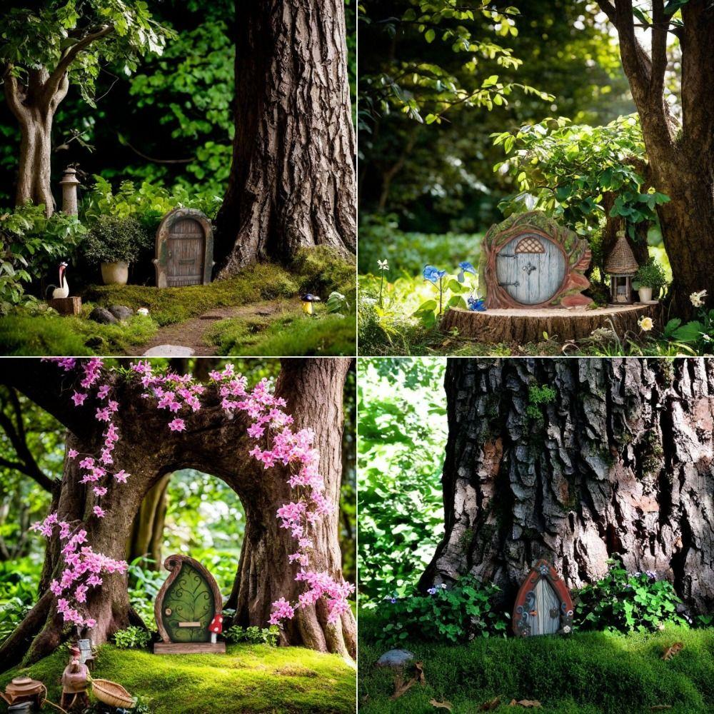 Садовое искусство Феи Дверь Фигурки Винтаж Дерево Миниатюрная Креативная Дверь для Феи Сада