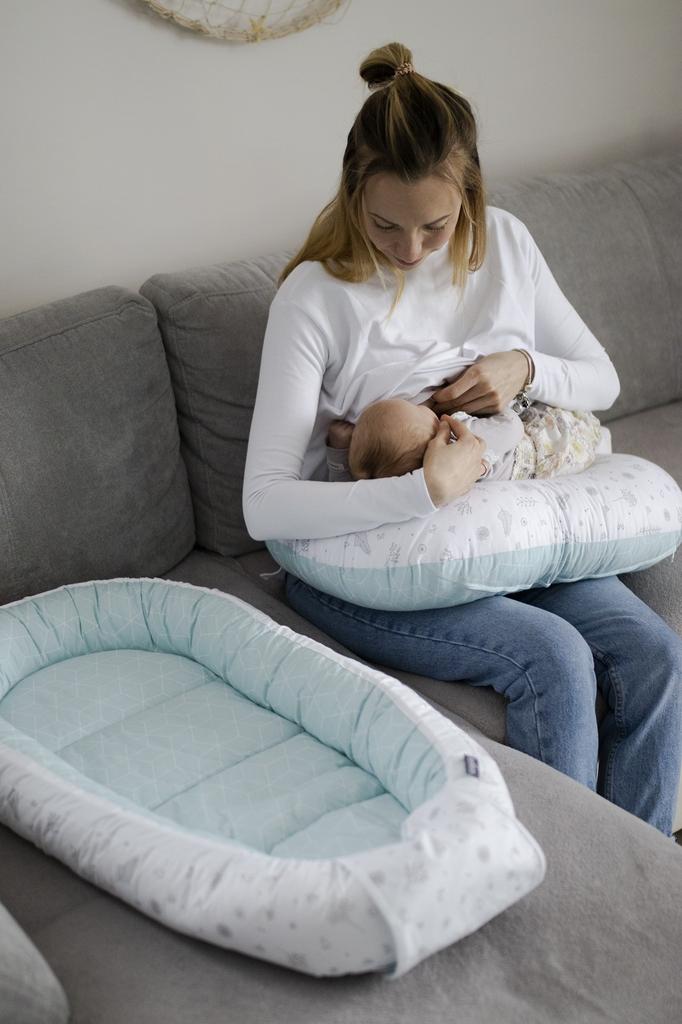 Bellochi Baby Nest Pod Baby Sleep Pod for Newborn - 100% Cotton - 90x60x12cm - with Protective Edges CuMint