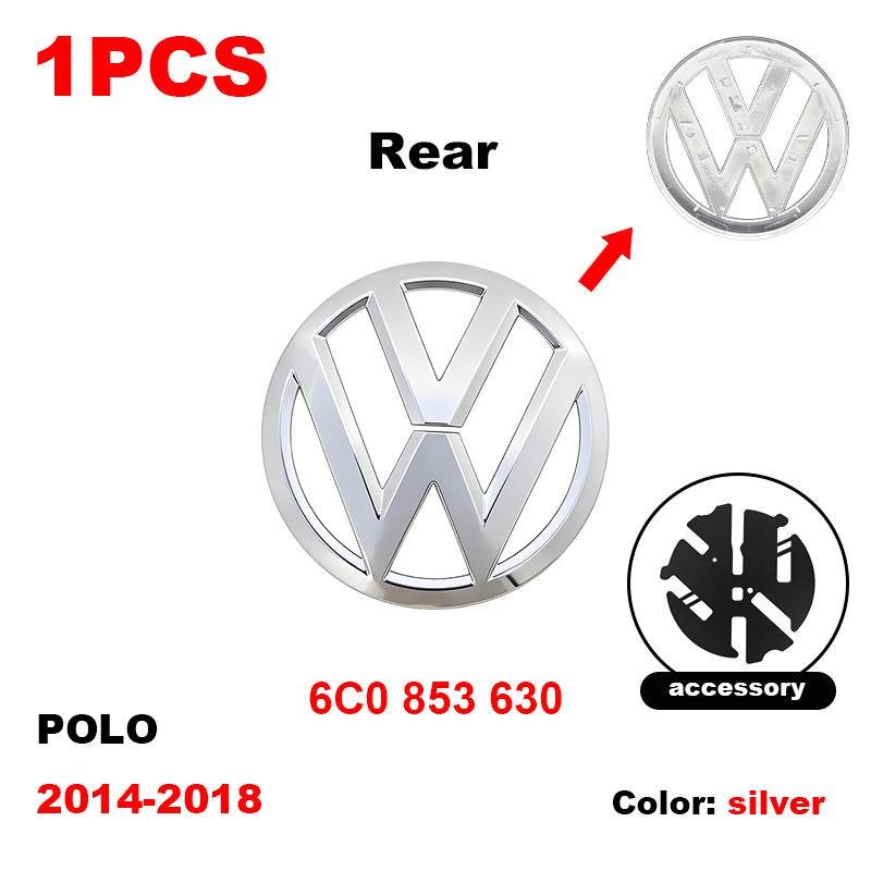 ABCD1 VW Car Front Grill Badge Rear Trunk Lid Emblem Logo 6C0853600 Auto Accessories For Volkswagen Polo 6 6C 2014 2015 2016 2017 2018