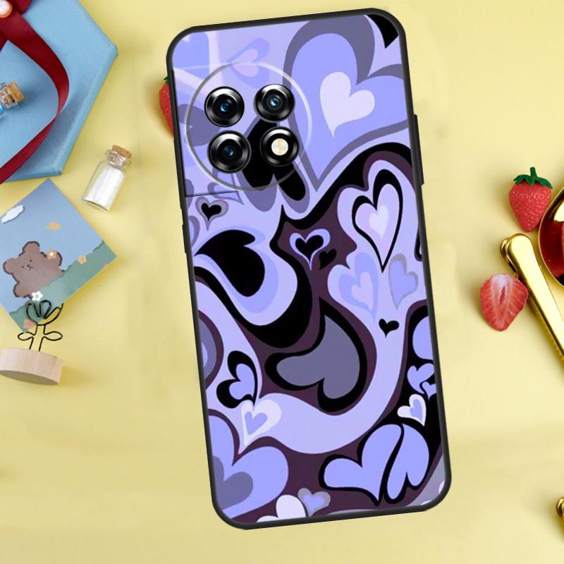 Чехол со спиральным узором из коричневых и фиолетовых сердечек Для OnePlus 13R 12R 10R 15 13 12 11 10 9 13T 10T 8T Nord CE 5 2 3 4 Lite N20 N30 Обложка