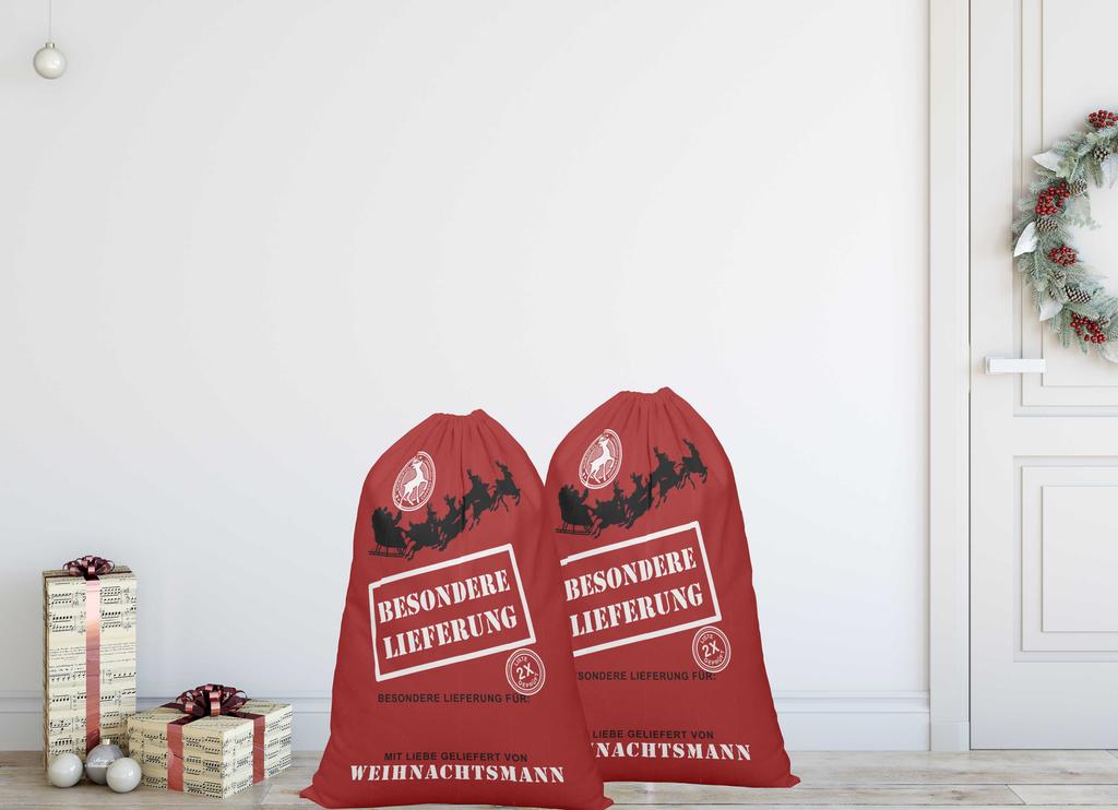 Printtoo Большая холщовая сумка на шнурке, рождественские мешки, подарочный мешок Санты, индивидуальный подарок на вечеринку, 2 шт., 27x20 дюймов