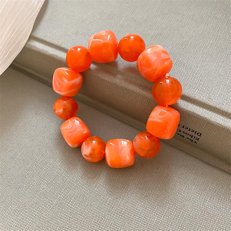 Acrylic Irregular Square Round Beaded Bracelets for Women Colorful Geometry Resin Bangles Simple Hand Jewelry Accessories